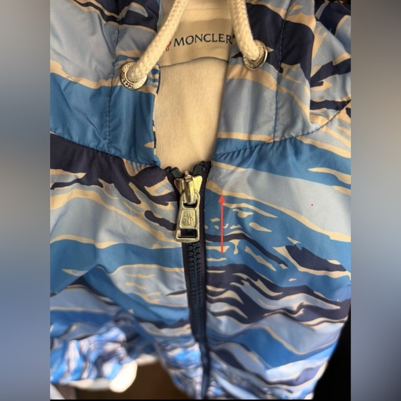 Moncler MAGLIA CARDIGAN Blue Camo windbreaker Men’s Medium Authentic Dry Cleaned - Picture 15 of 16